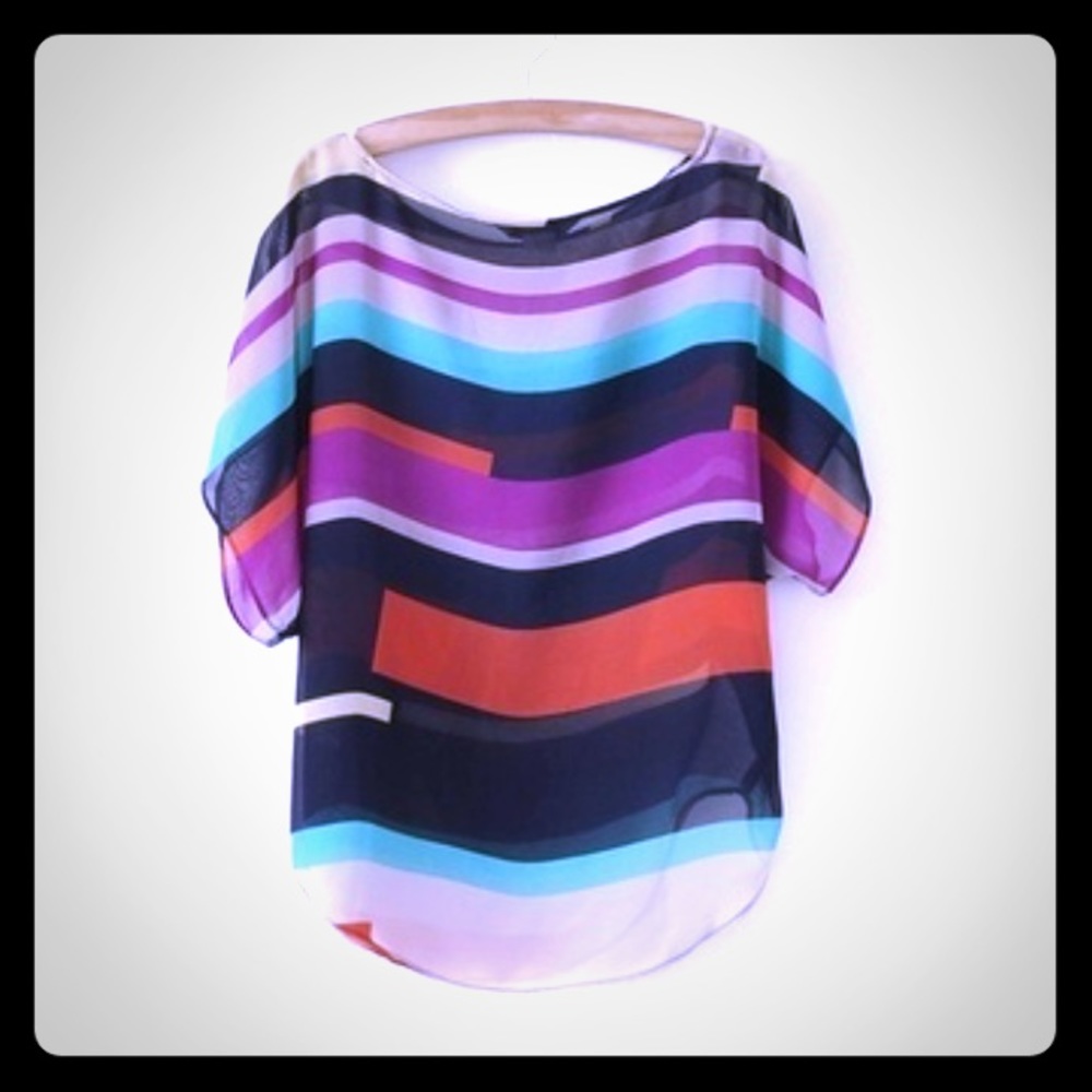 ✨COLORFULLY SHEER TOP✨