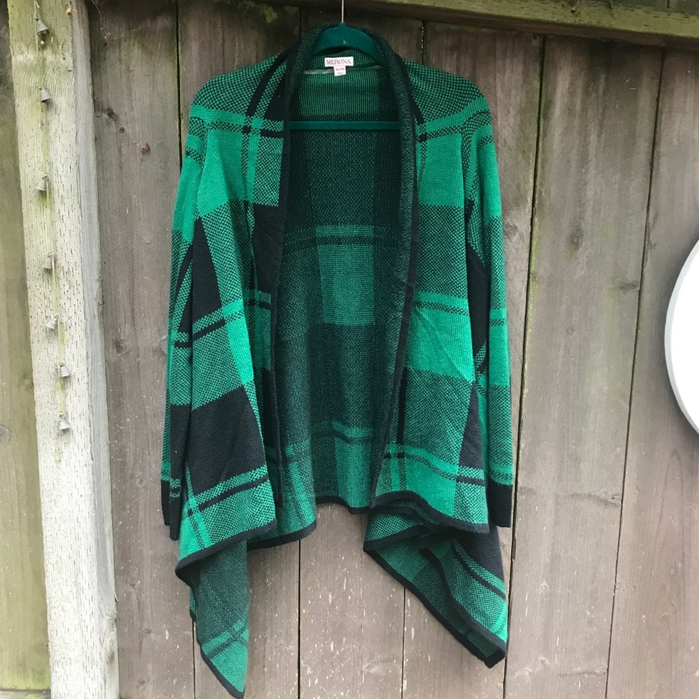 Green Plaid Blanket Cardigan