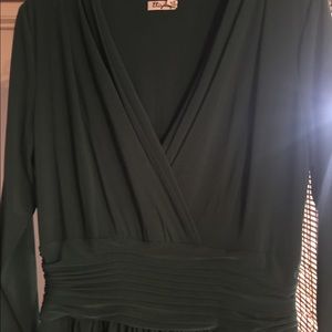 Elisa J Jersey Surplice Bodice Forest Green Dress