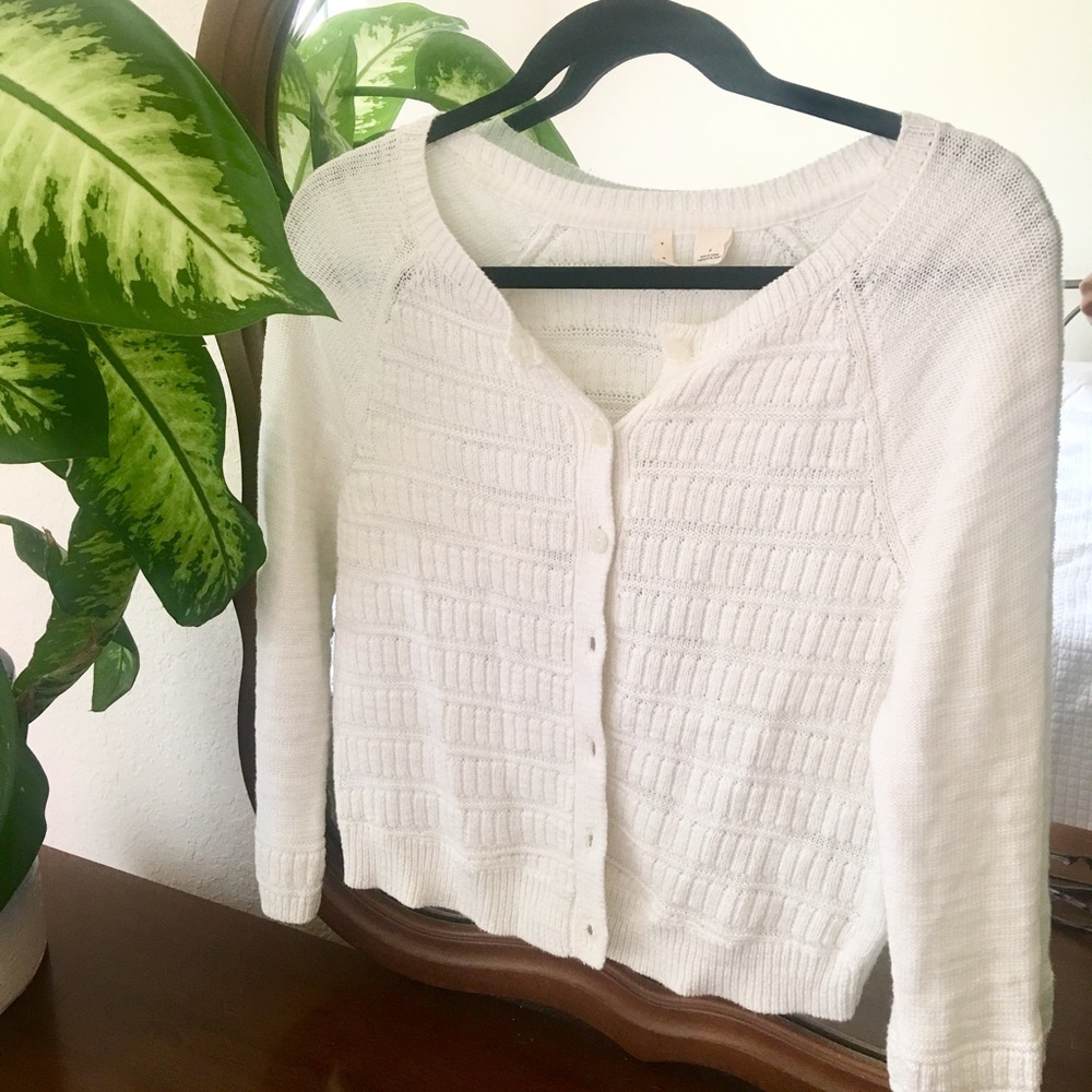 Anthropologie White knit cardigan