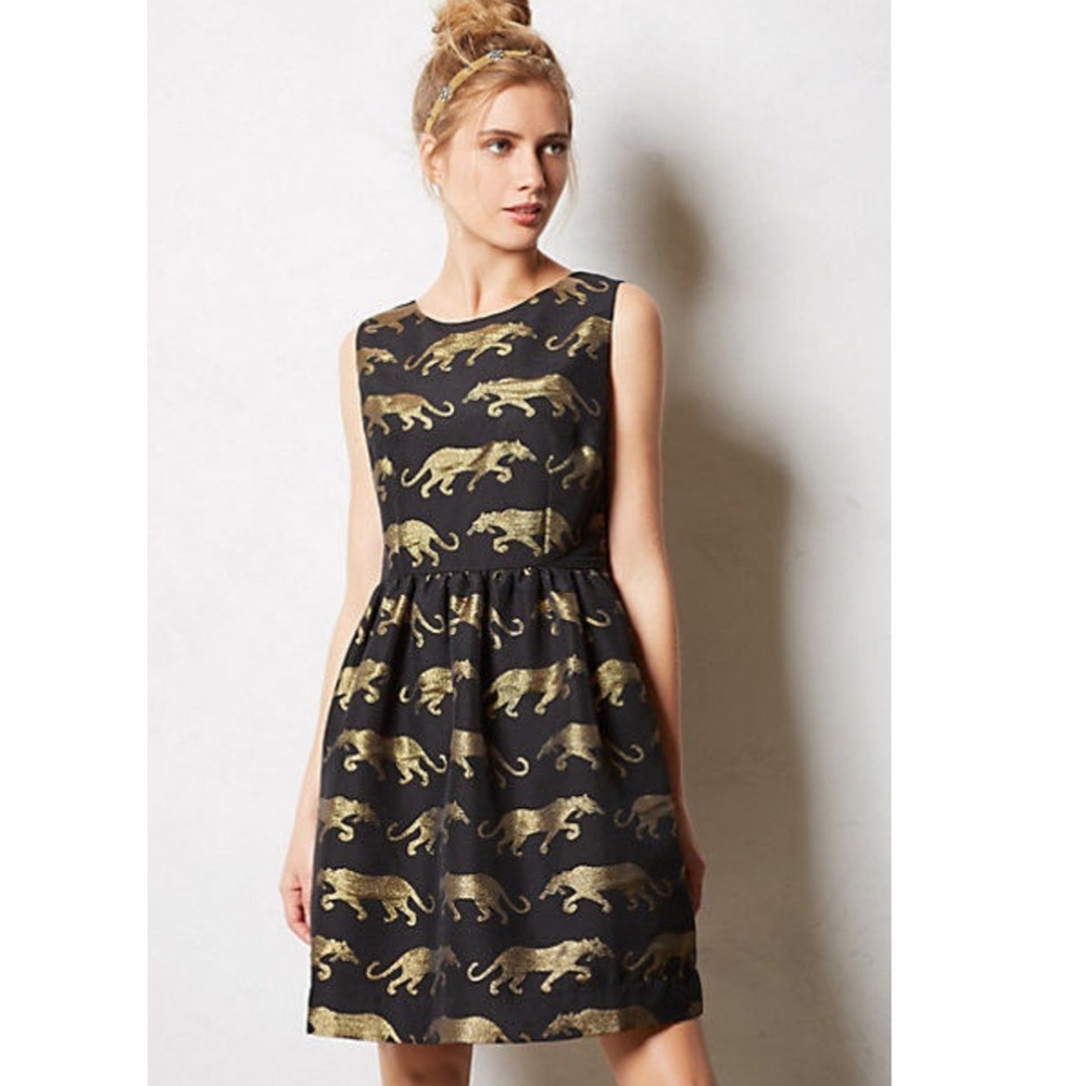 Anthropologie Panther party dress