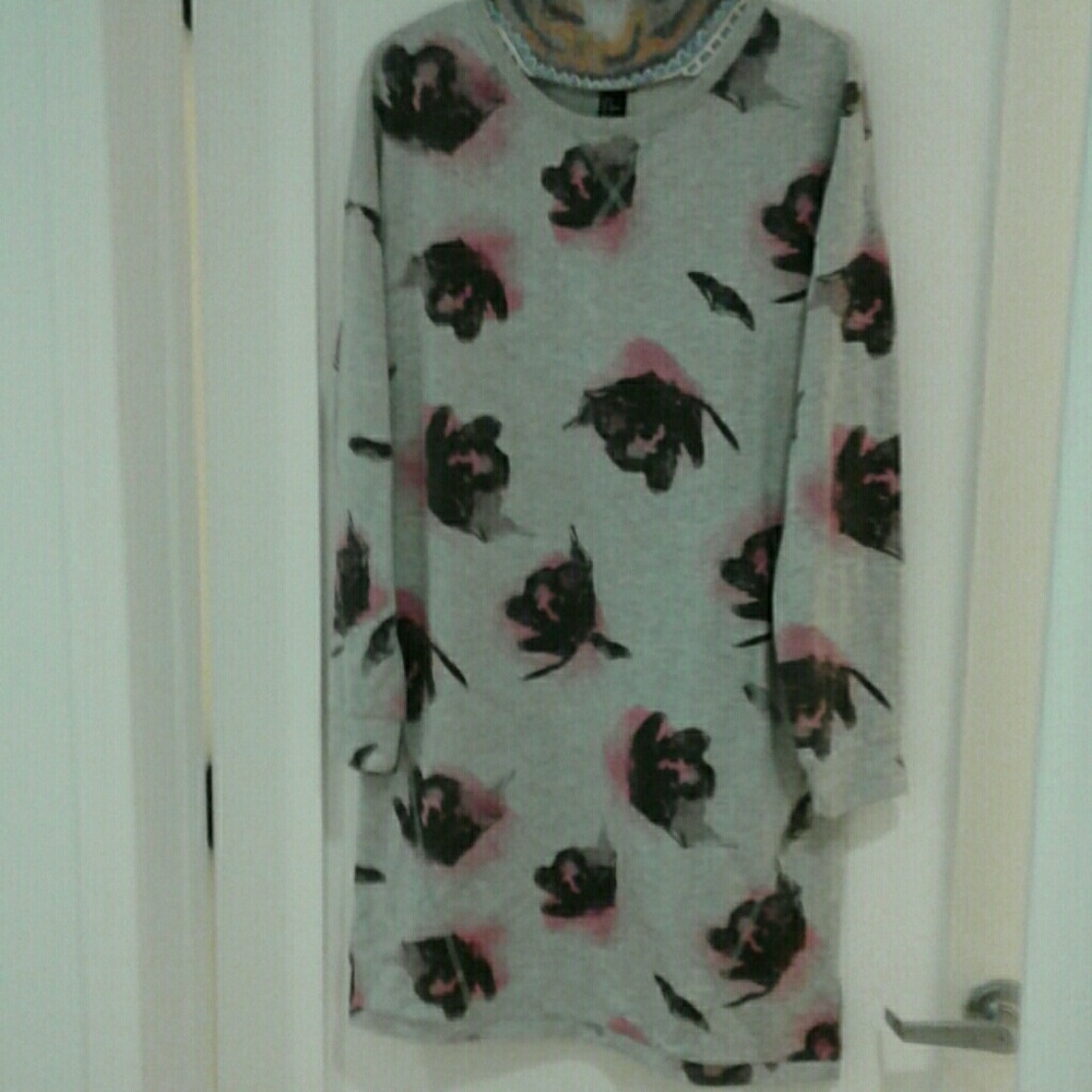 Abstract floral print sweatshirt dress