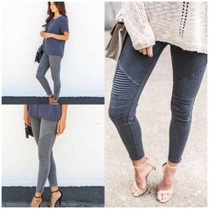 Vici piper moto skinny jeans biker denim dark grey