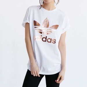 UO x Adidas Rose Gold Logo Tee
