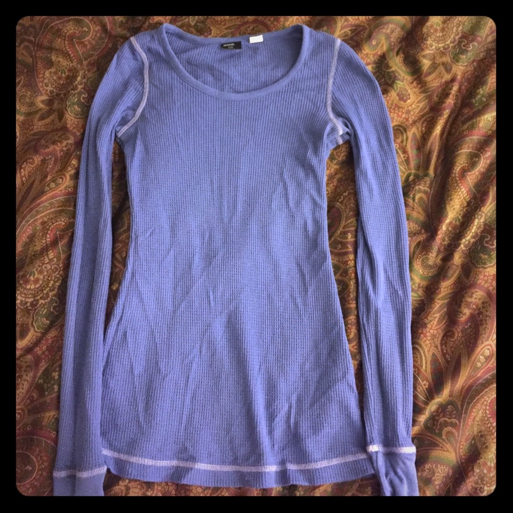 BDG periwinkle waffle knit long sleeve top