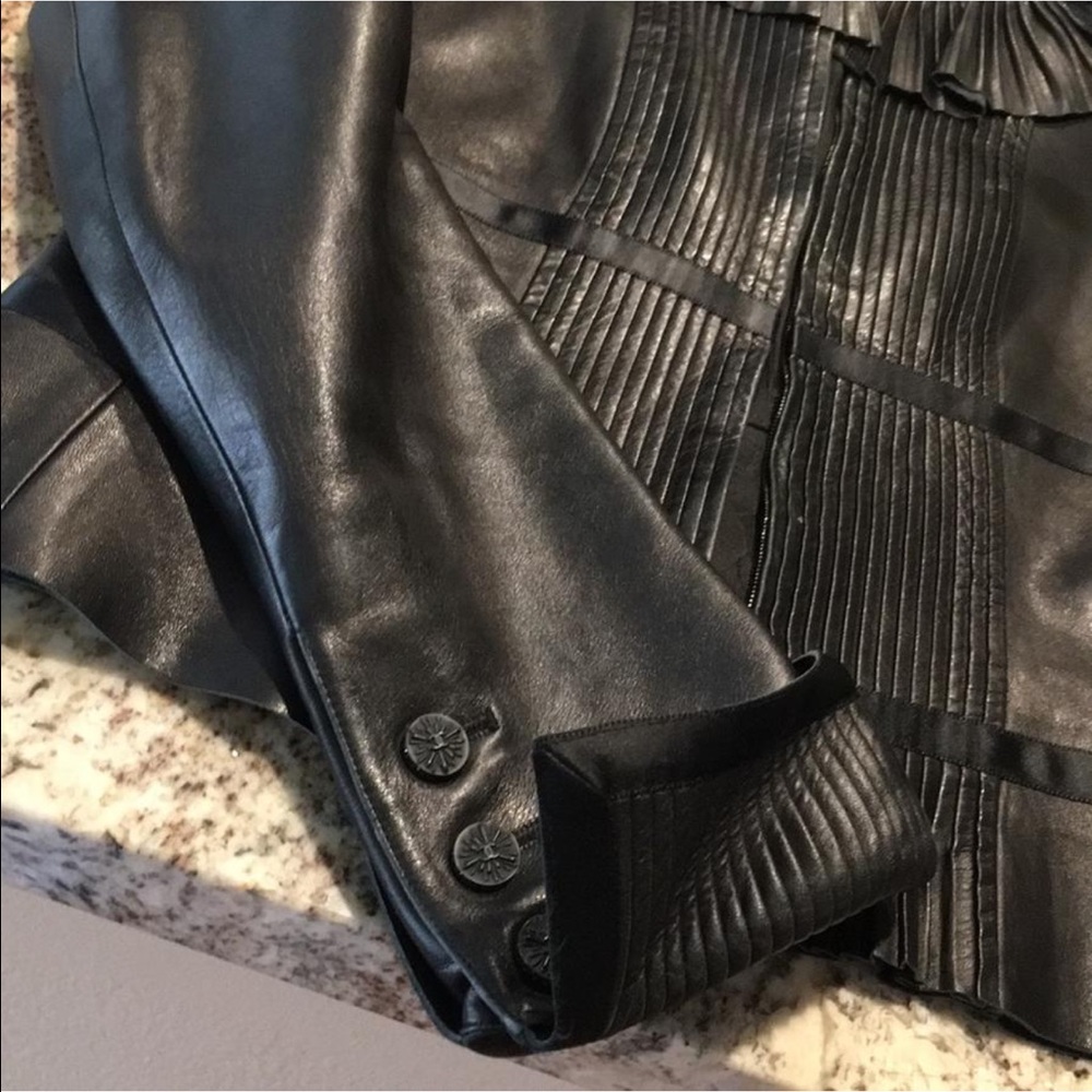 Chanel Ruffle Ribbon Leather Jacket - Picture 5 of 8