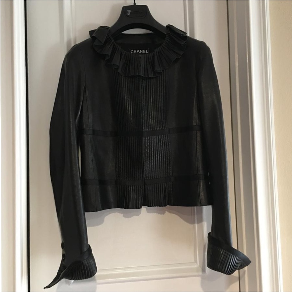 Chanel Ruffle Ribbon Leather Jacket - Picture 6 of 8