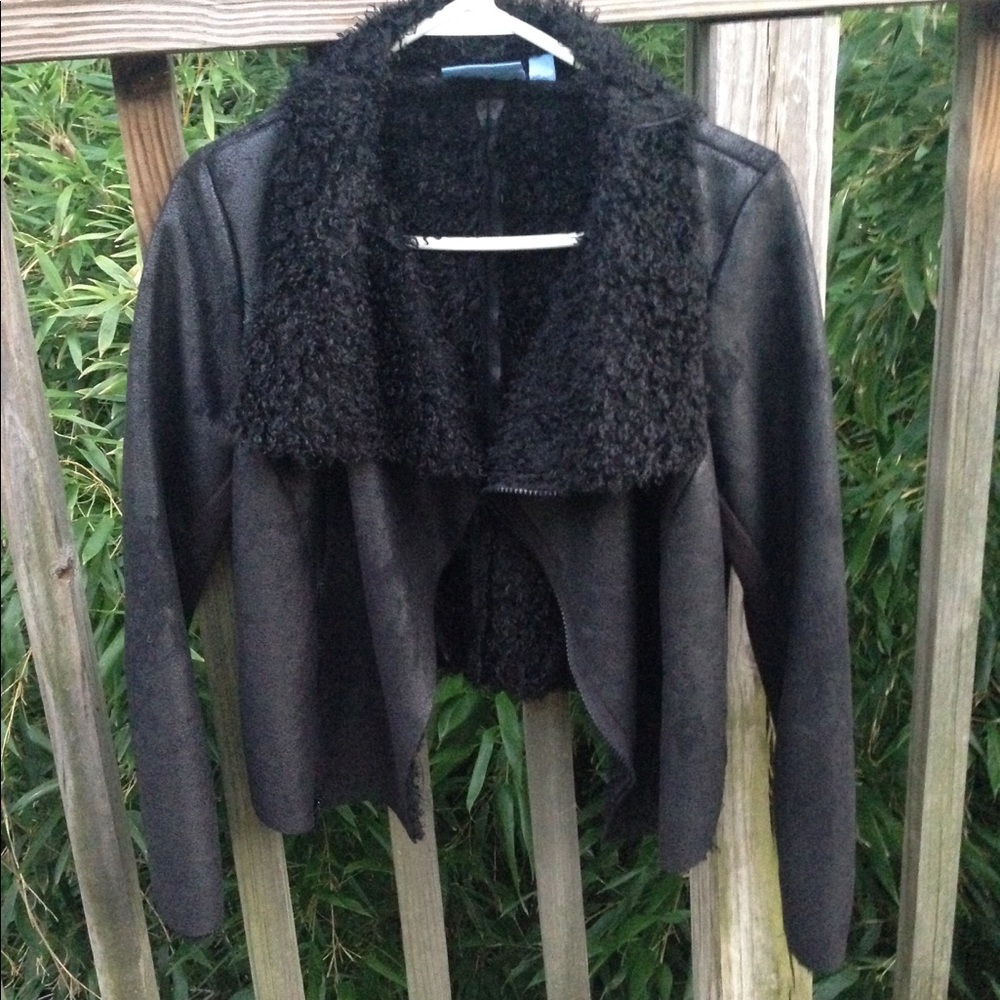 Black Vera Wang Faux Fur Vegan Jacket