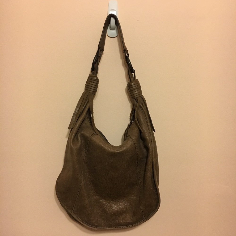 Slouchy Brown Leather Nine West Shoulder Bag