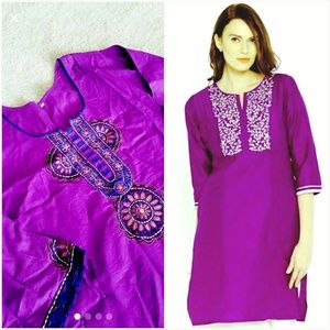 Embroidered cotton kurti tunic top beach coverup