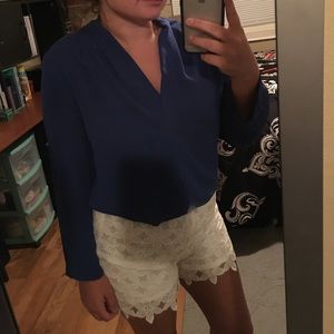 Blue, long-sleeve blouse