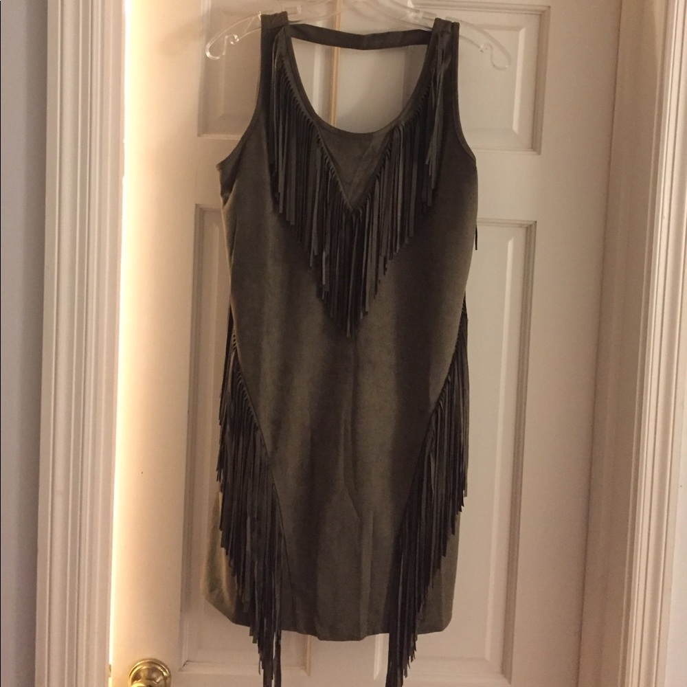 "Ya Los Angeles" Suede Fringe Shift Dress