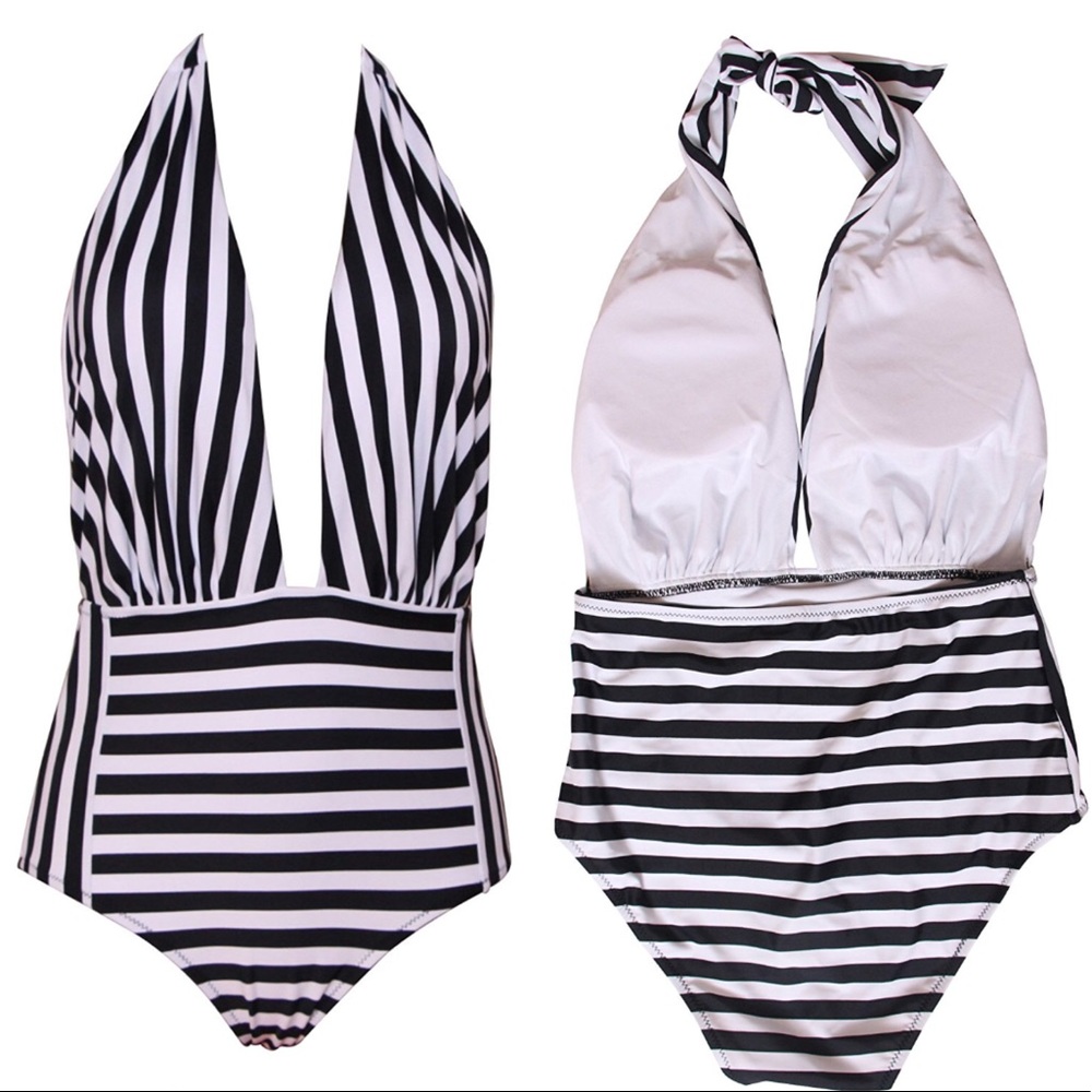 LAST ONE🚨XXL Striped Retro one piece - Picture 2 of 4
