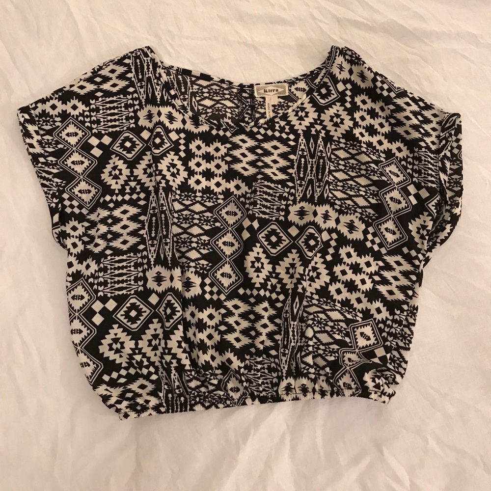 Black & White Tribal Crop Top