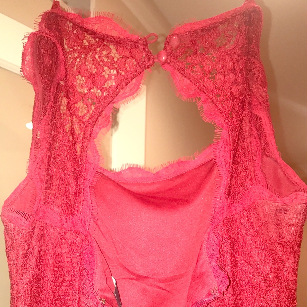 Adrianna Papell red lace dress