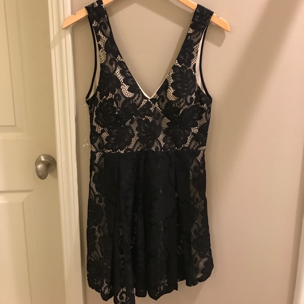 Black nude lace dress
