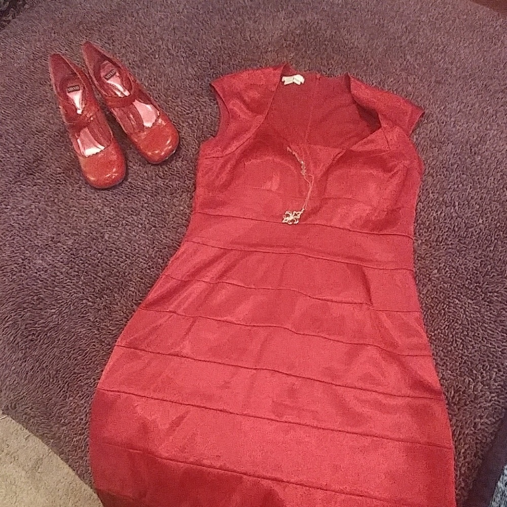 THINK RED SATIN dress. Worn once. Fun to wear