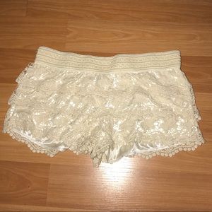 Romantic Lace Shorts with Tiered Ruffles
