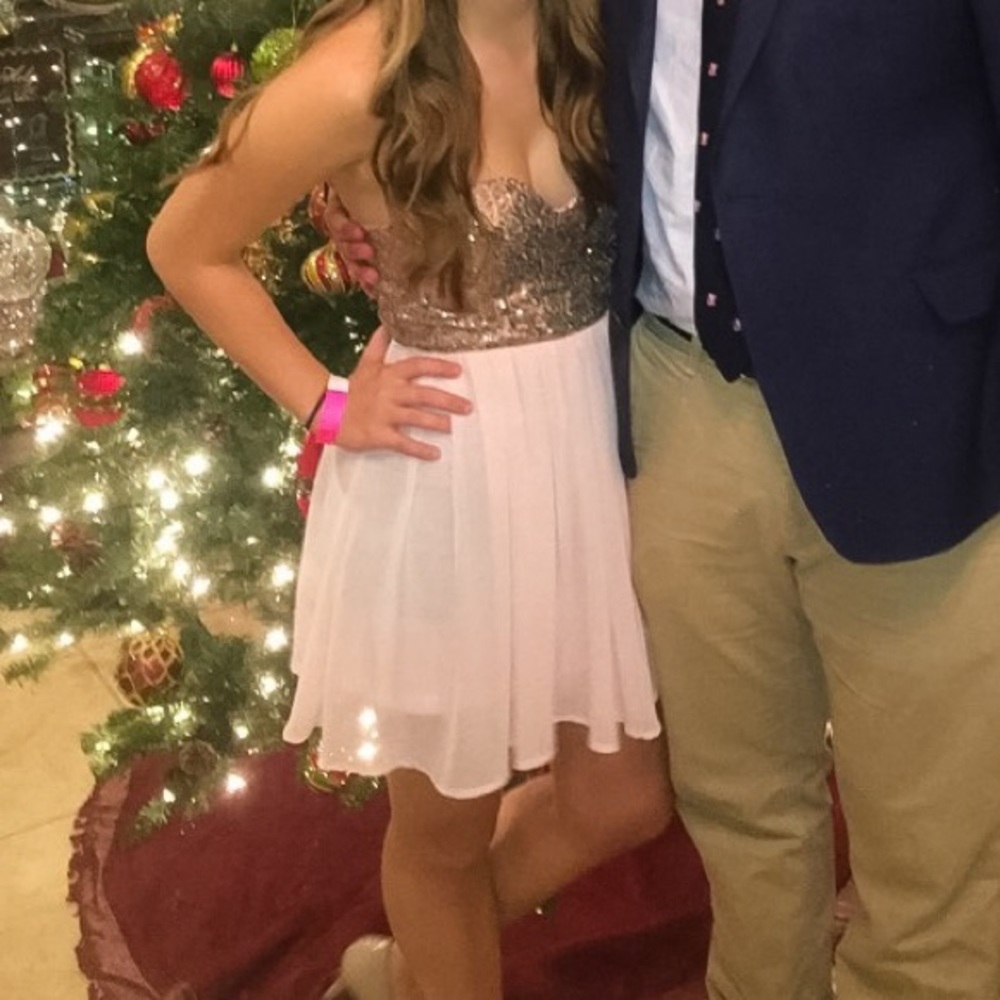 Gold Sequin Sweetheart Dress