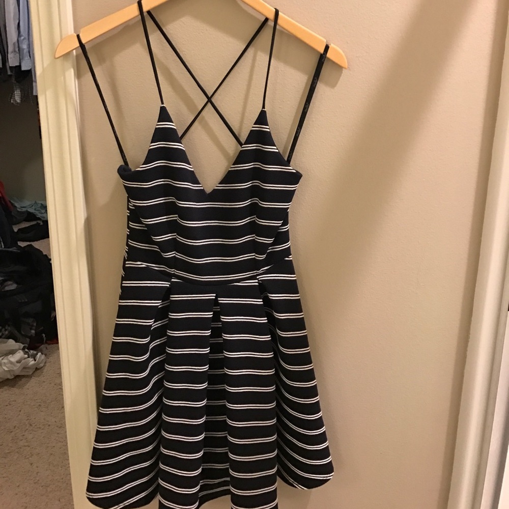 Black and white striped dress