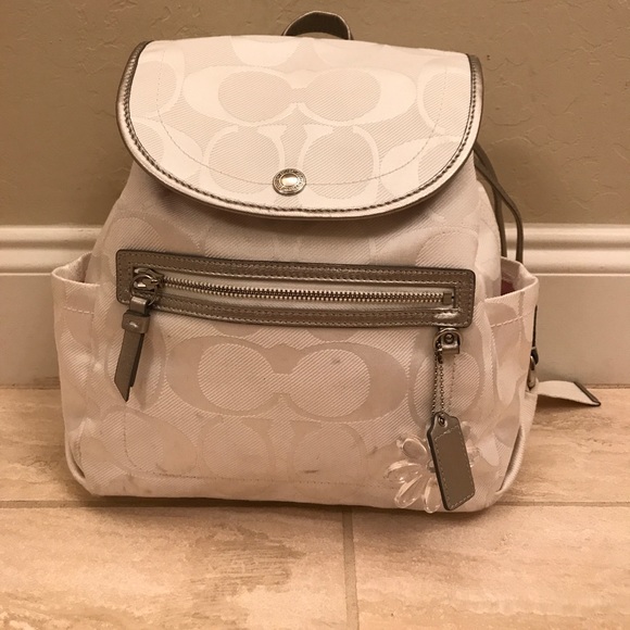 Coach Handbags - White Coach Backpack