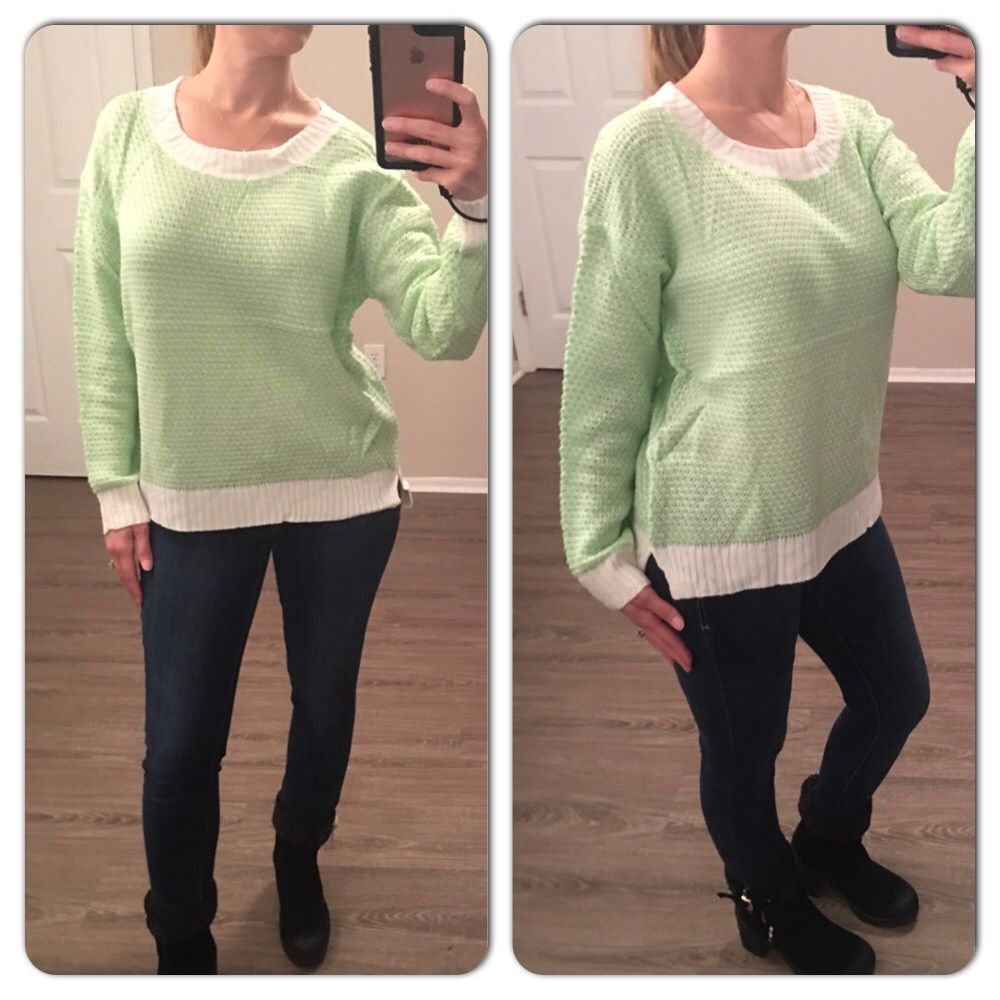 ‼️3 for $25‼️Lime Green Light Sweater w split sides