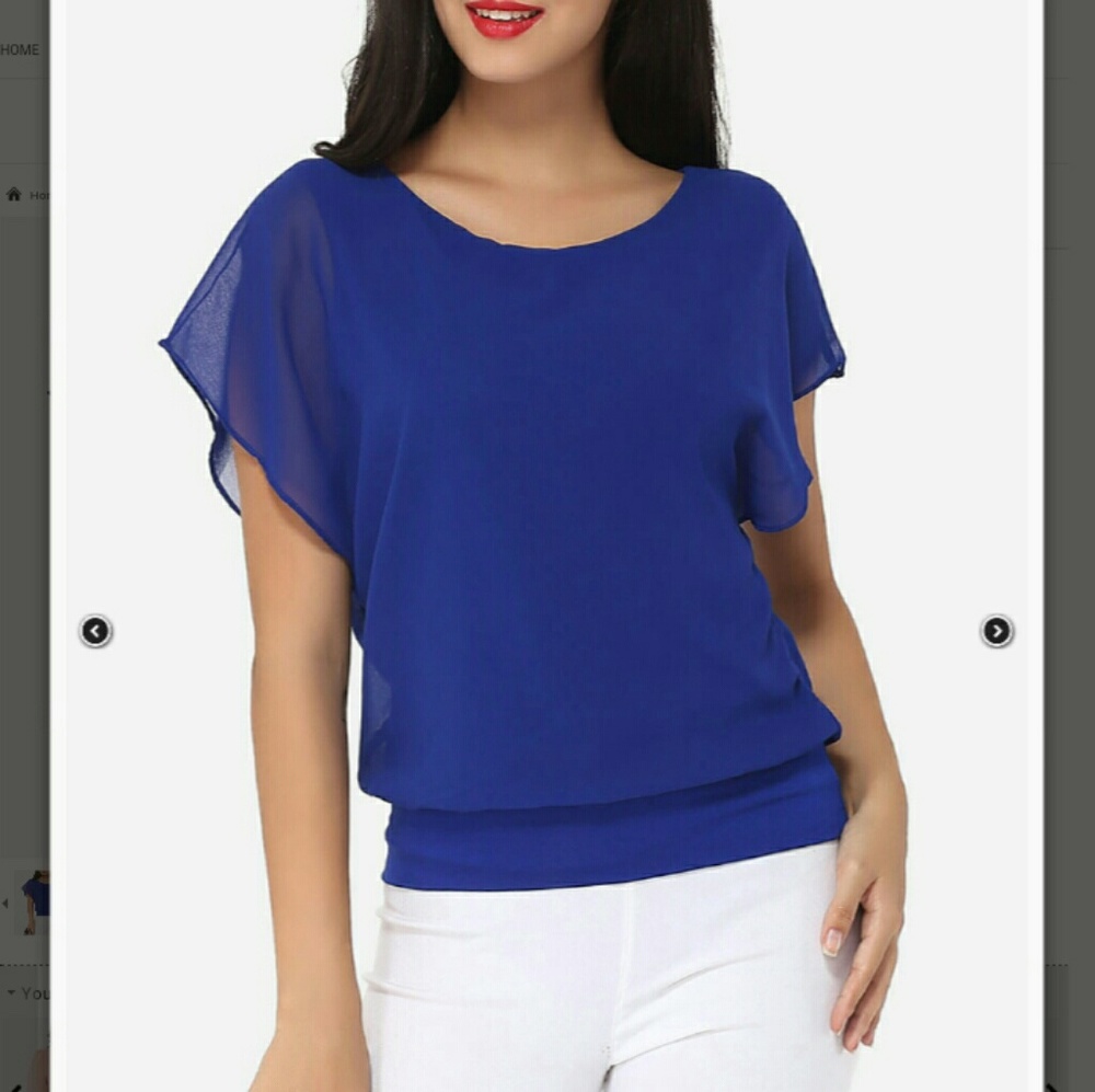 Royal blue chiffon blouse from FashionMia