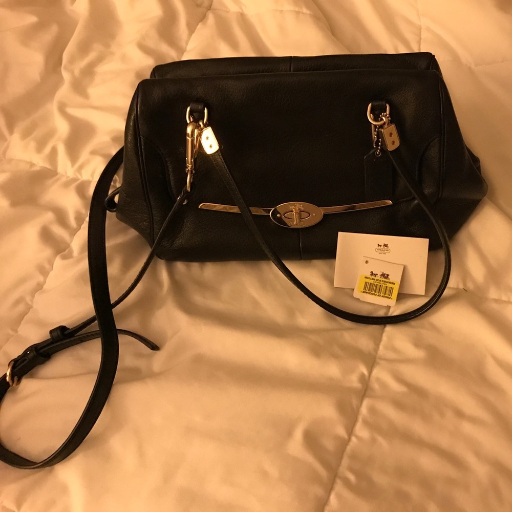 Black leather Coach bag
