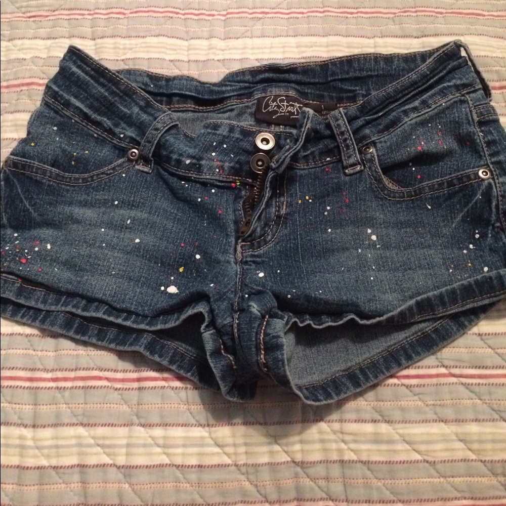 Splatter painted Denim shorts