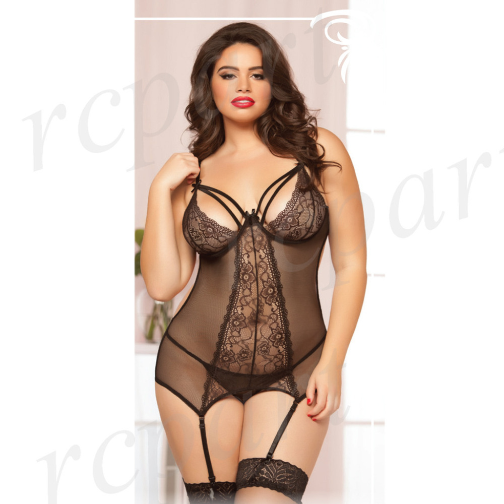 New Floral lace chemise set black one size 10501XP