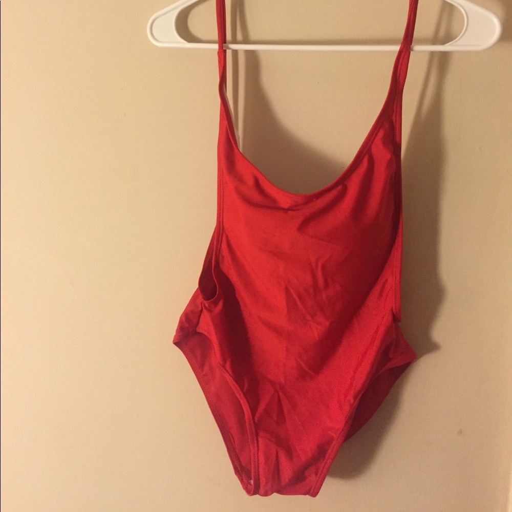 Red one piece swimsuit