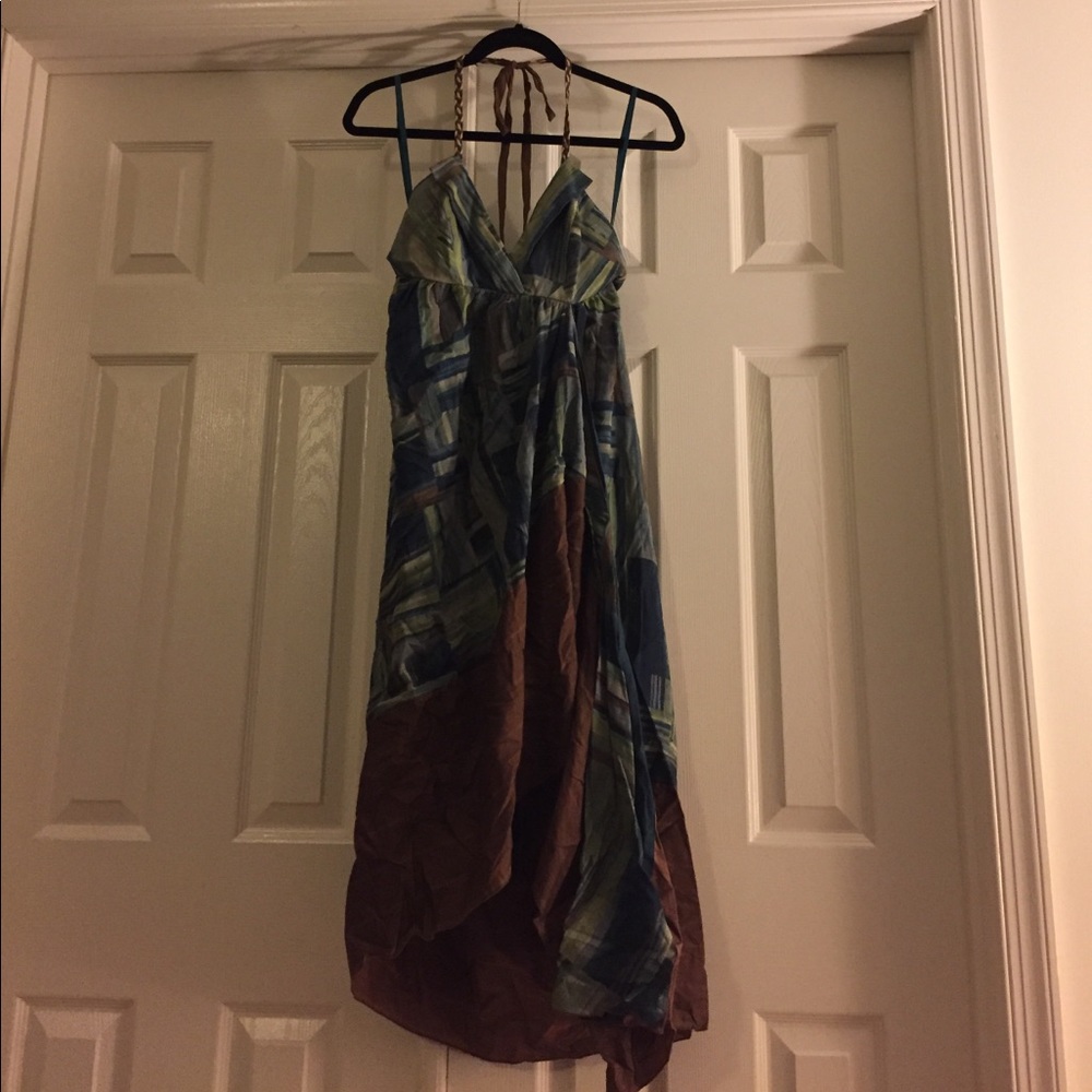 Max Azria halter neck handkerchief dress in size 2