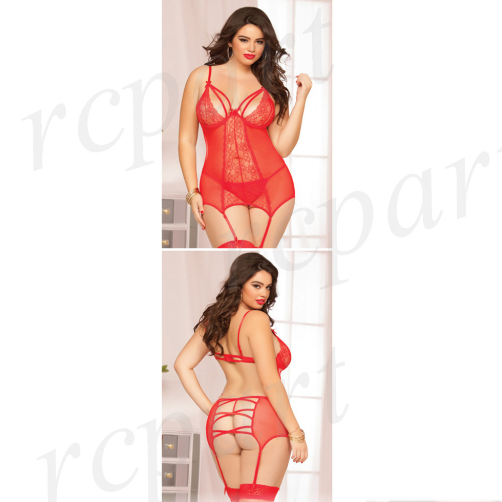 New floral lace chemise red one size plus 10501XP