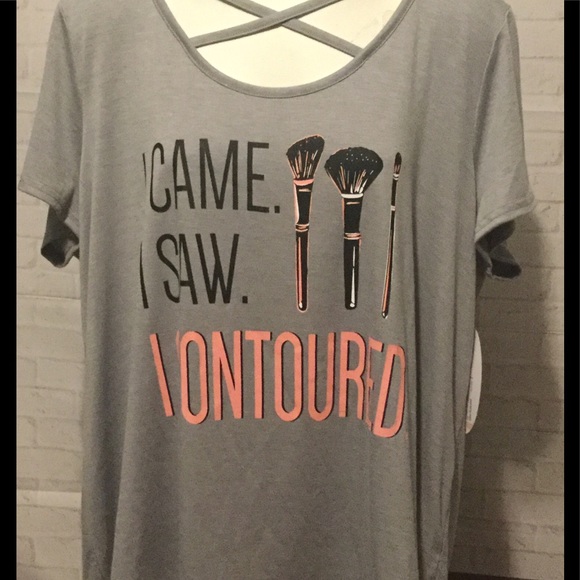 I Came I Saw I Contoured 🆕 1X plus size Top gray - Picture 4 of 7