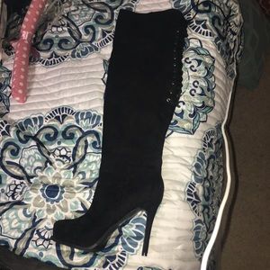 Two Lips "Lux" over the knee black boots, 8.5