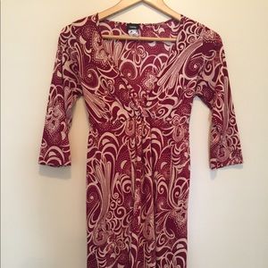 Beautiful burgundy and ivory paisley dress