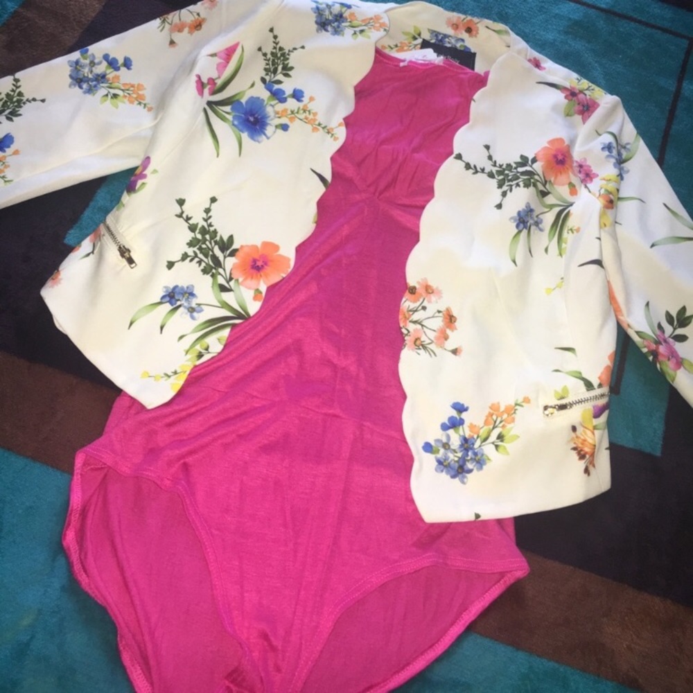 White floral blazer