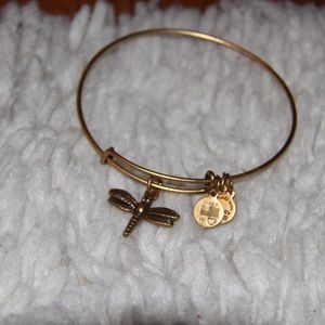 Gold alex and ani dragon fly bracelet