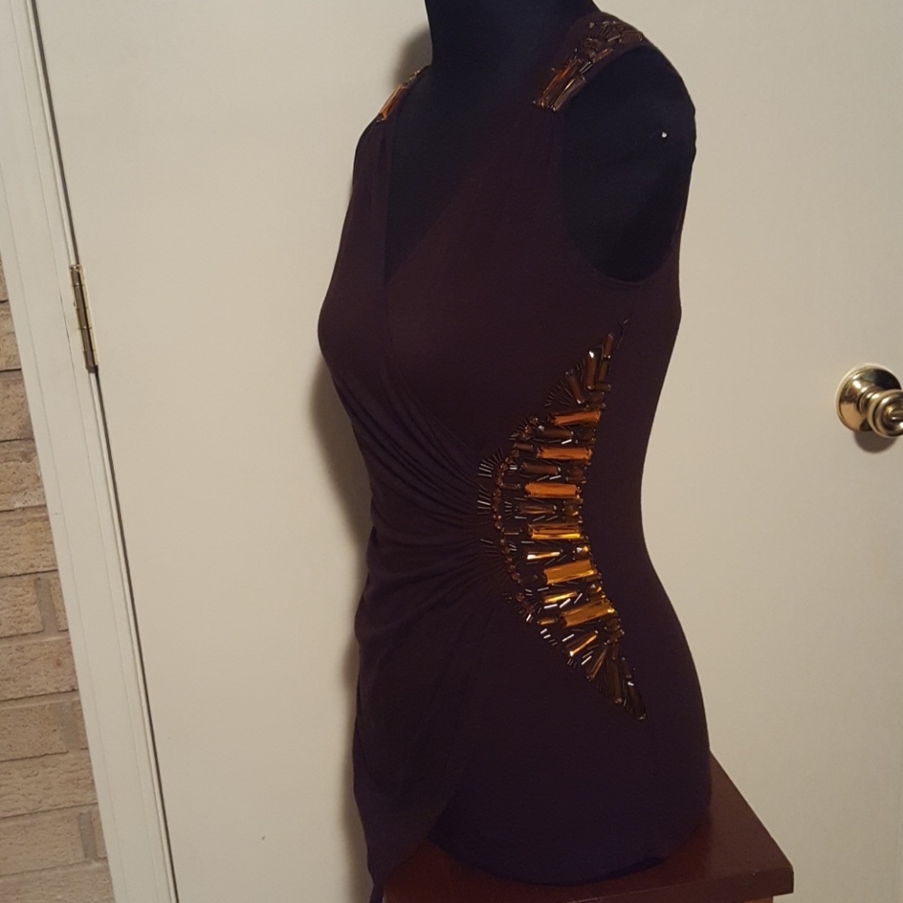 Nwt Cache beaded draped gathered top sz small - Picture 2 of 4