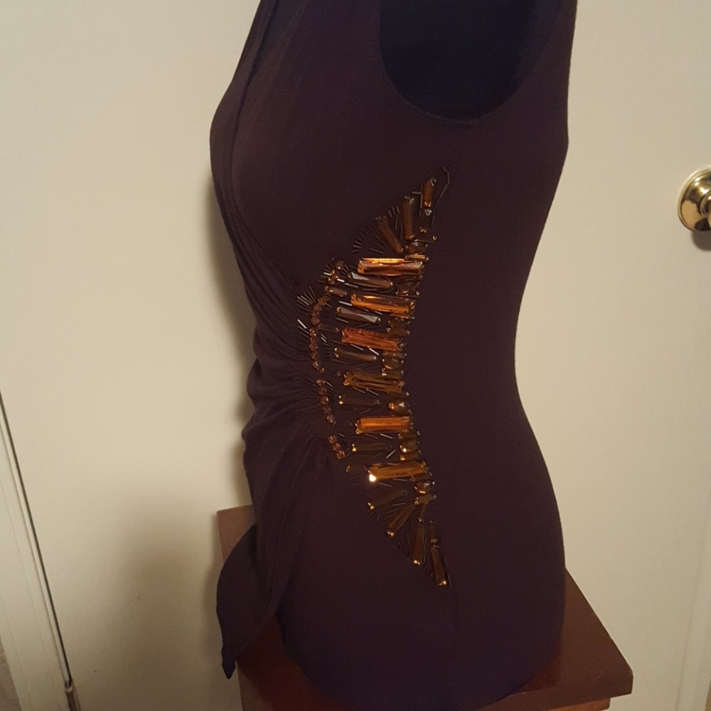 Nwt Cache beaded draped gathered top sz small - Picture 4 of 4