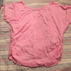 Lace back pink top