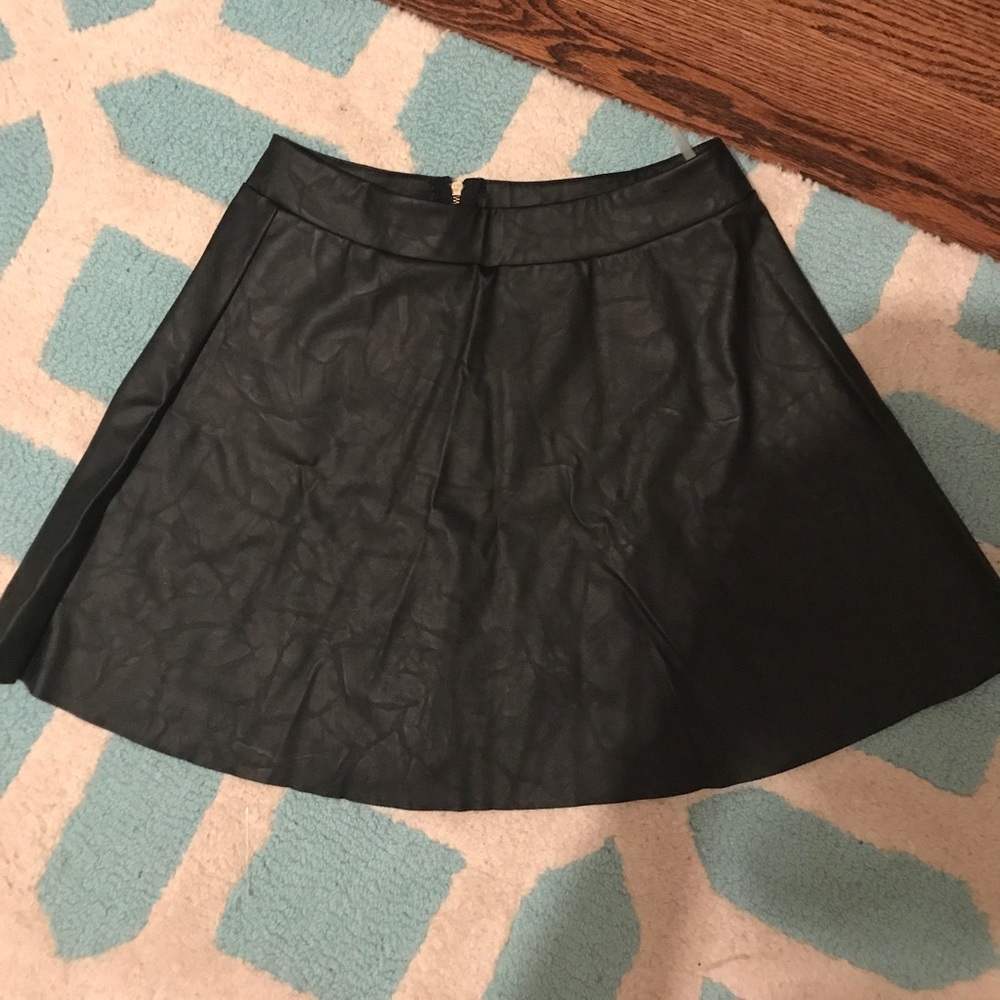Faux leather flare skirt