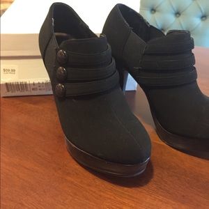 Like new black suede booties. Worn once