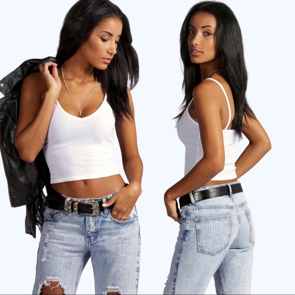 Strapped Ribbed Crop Top