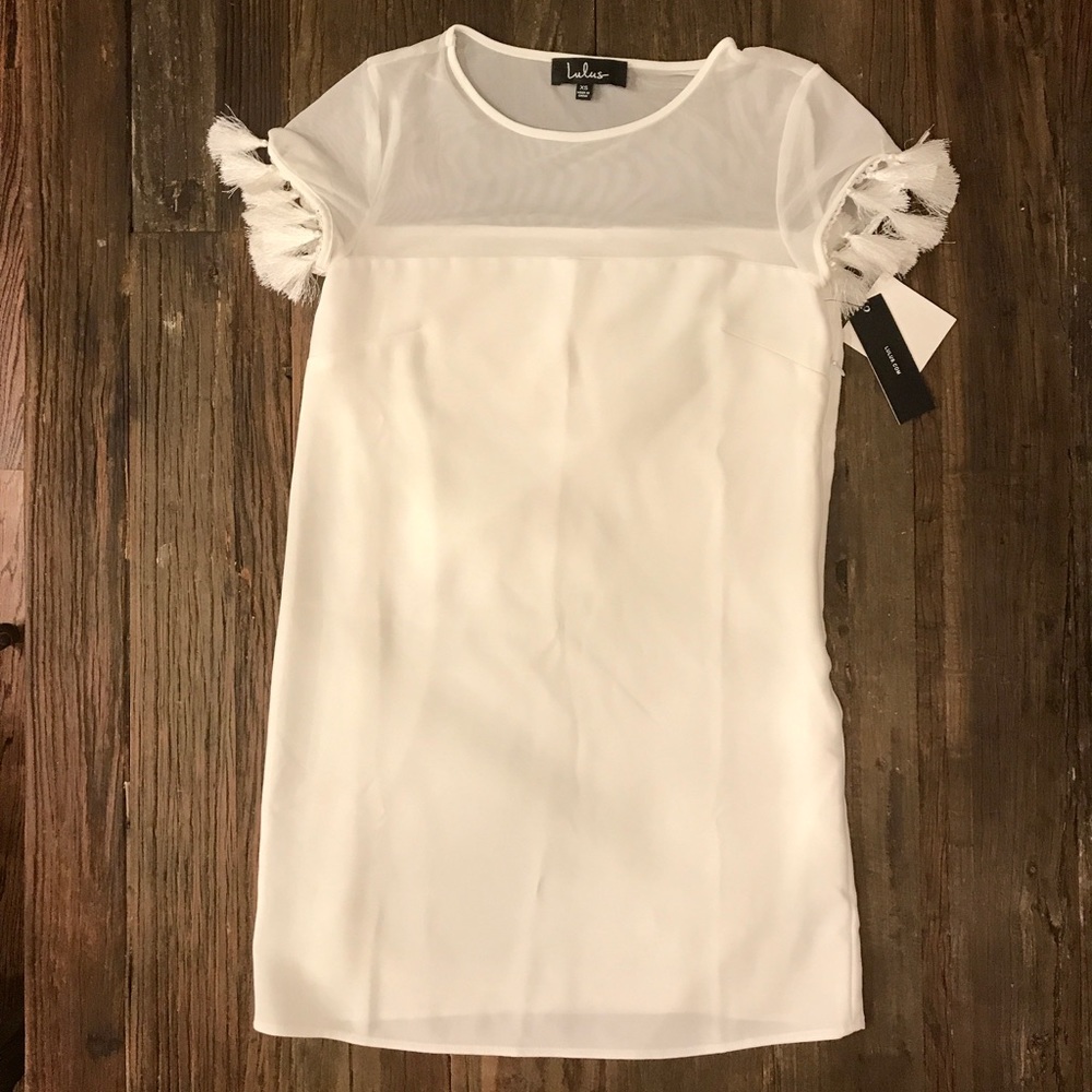 Lulu's Iced Latte Shift Dress w/ Tassels XS NEW - Picture 1 of 8
