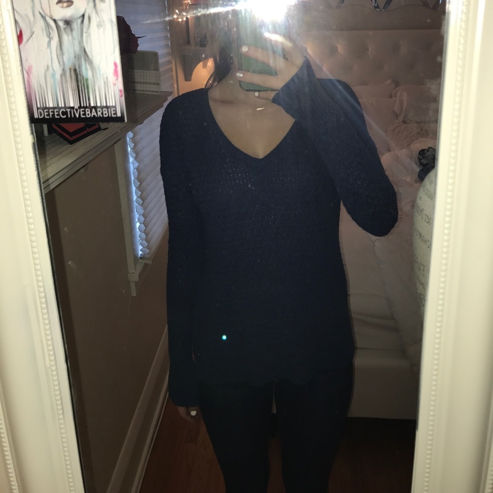 Blue open knit sweater
