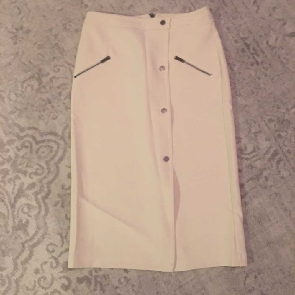 TOPSHOP cream pencil skirt