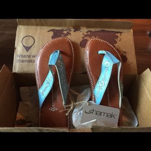 Shamak Light Blue Embroidered Azusa Flip Flop