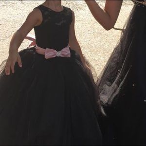 Toddler black ball gown.