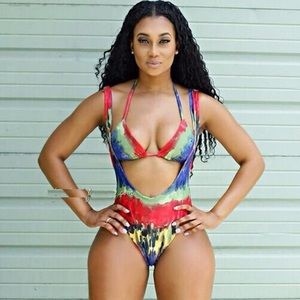 Multi Color Thong Bikini Swimsuit